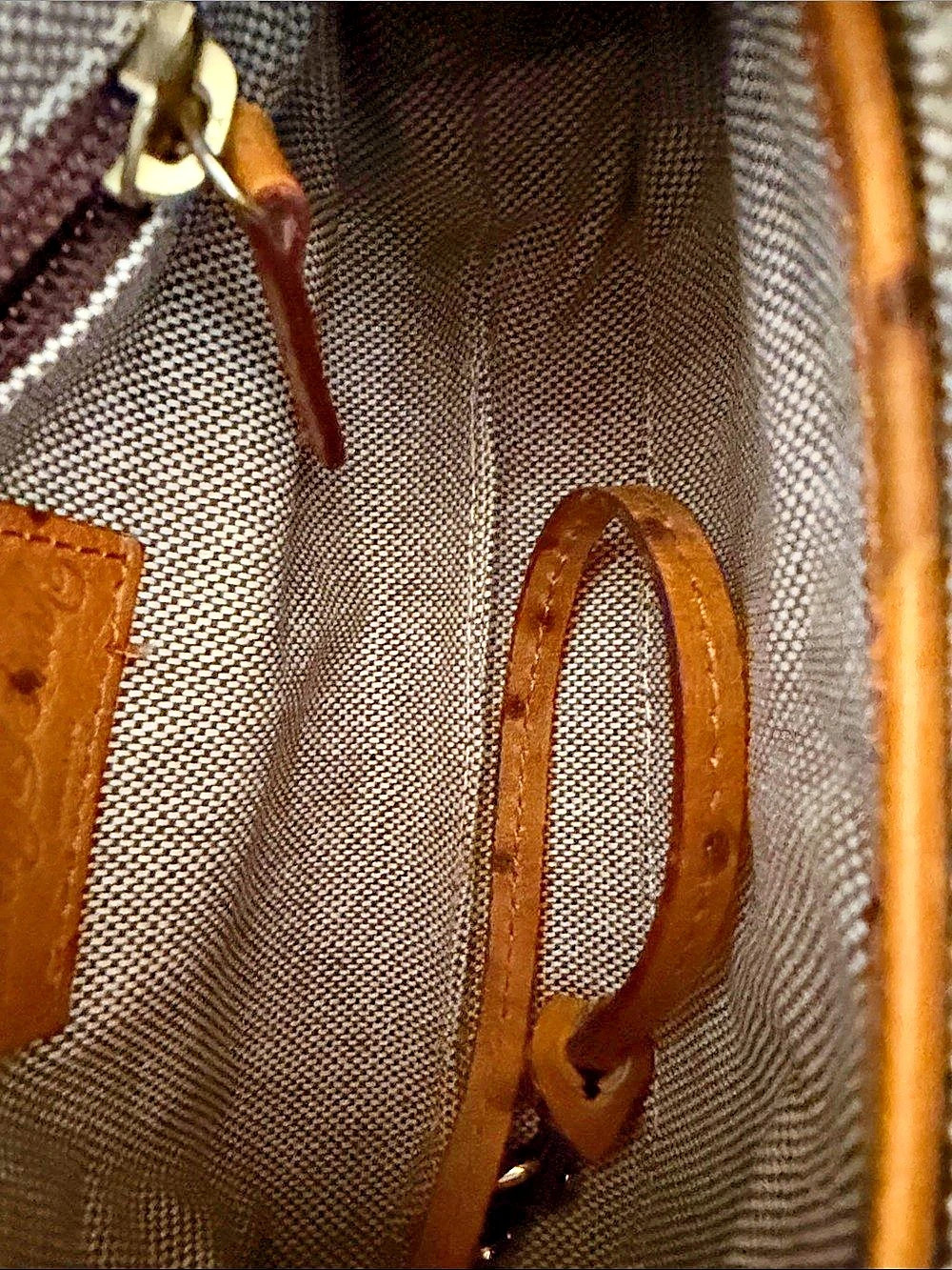 Dooney & Bourke Brown Ostrich-Embossed Crossbody Bag - Picture 5 of 8